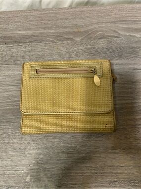 Woven Straw Fold-Over Clutch Wallet - straw